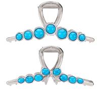 SINIDE Fermaglio per capelli con pietra turchese blu, grande clip in metallo retrò con fiocco per donne, forte tenuta, antiscivolo, morsetto a ganascia per capelli lunghi e spessi, accessori per lo