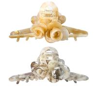 SINIDE Mollette per capelli grandi in acetato di cellulosa, a forma di tartaruga, con fiore in celluloide, clip a banana da donna, per capelli lunghi, spessi e sottili, pinze antiscivolo, accessori