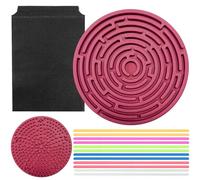 Sinirttou Scheda di Attività Sensoriale,Giocattolo Sensoriale Fidget Toys in Silicone,Double Face Giocattolo Calmante per Autismo ADHD per Anni e Adulti,Rotonda Rossa e 12 Cordoncini Colorati