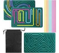 sinirttou Scheda di attività Sensoriale,Giocattolo Sensoriale Fidget Toys in Silicone,Double Face Giocattolo Calmante per Autismo ADHD per Anni E Adulti,con Borsa da Viaggio E 11 Cordoncini Colorati