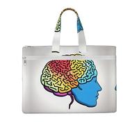 Sinistra e Destra Cervello Zip Documenti Borsa con Maniglia per il Trasporto di File di Carta Libri Cartella di Archiviazione