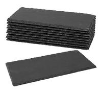 SINJEUN 10 piatti da portata in ardesia, 25 x 12 cm, sottobicchieri rettangolari, perfetti per decorare e come decorazione, colore nero