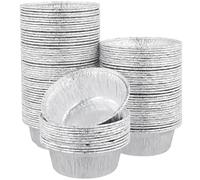SINJEUN 100 Vaschette Alluminio rotonde, 12 x 4,5 cm, 300 ml, piccole ciotole rotonde per barbecue, torte, grigliate