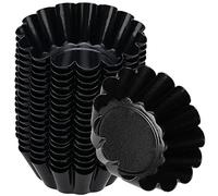 SINJEUN 18 Pack 6,5 cm uovo stampo per crostata, Mini Cake Muffin Mould, antiaderente teglie per crostata, acciaio al carbonio Cupcake stampo da forno tazze Torta caso strumento