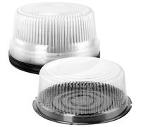 SINJEUN 20 scatole rotonde per torte da 20 cm, in plastica trasparente con coperchio, piccoli contenitori per torte, snack, dessert, tapas