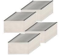 SINJEUN 40 sacchetti in tessuto bianco, 12 x 21 cm, beige, fai da te, in tela con chiusura lampo nera, astuccio per cosmetici, viaggi, artigianato