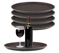 SINJEUN 5 Vassoio da Portata in Plastica, Vassoio di Servizio, rotondo, per caffè, bar, ristorante, marrone, Ø28cm