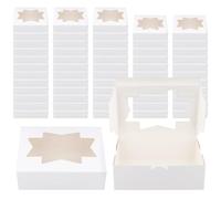 SINJEUN 60 scatole bianche per biscotti, scatole in cartone per dessert con finestra trasparente, scatole da forno per brownie per regali, feste, 20,5 x 15,5 x 6,5 cm
