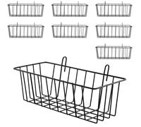 SINJEUN 8 cestini a griglia da appendere, in metallo con ganci da appendere, 23 x 10 x 7,5 cm, in metallo, per vasi di fiori, scaffali, organizzazioni, colore nero