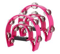 SINJEUN Confezione da 2 tamburelli a doppia fila, in metallo, a mezza luna, con manico ergonomico, per principianti, chiesa, karaoke, feste