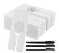 SINJEUN Confezione da 60 divisori vuoti da 2 x 15 pollici, divisori rettangolari in plastica bianca, divisori per vestiti, etichette con 3 pennarelli, per la casa, l'armadio, i negozi di vestiti