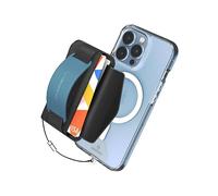 Sinjimoru [2022 Updated] iPhone 14 Magnetic Phone Wallet for MagSafe, iPhone Card Holder with Cell Phone Kickstand & Phone Grip Strap for iPhone 12 13 & iPhone 14 Series. M-BGrip Blue
