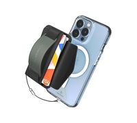 Sinjimoru [2022 Updated] iPhone 14 Magnetic Phone Wallet for MagSafe, iPhone Card Holder with Cell Phone Kickstand & Phone Grip Strap for iPhone 12 13 & iPhone 14 Series. M-BGrip Olive Grey