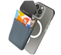Sinjimoru Custodia per la privacy, supporto magnetico per carte di credito, compatibile con iPhone 15, 14, 13, 12, serie M-Flap, colore: grigio