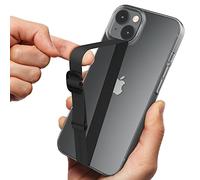 Sinjimoru Length-adjustable Cell Phone Finger Strap Holder for Hand, Elastic Silicone Phone Grip Loop Gripper for Back of Phone Case Reusable with Clip for iPhone & Android. Sinji Loop Buckle Black