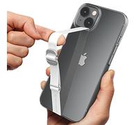 Sinjimoru Length-adjustable Cell Phone Finger Strap Holder for Hand, Elastic Silicone Phone Grip Loop Gripper for Back of Phone Case Reusable with Clip for iPhone & Android. Sinji Loop Buckle White
