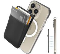 Sinjimoru per MagSafe Portafoglio, Forte Portafoglio Magnetico per iPhone 16 15 14 13 12, Supporto magnetico elastico per carte d'identità, contanti, chiavi, ecc. M-Basic Nero