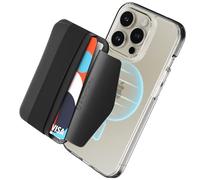 Sinjimoru Porta carte per MagSafe con impugnatura, porta carte magnetico per la custodia posteriore compatibile con iPhone serie 16-12. M-Band Nero