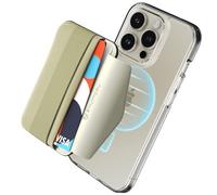 Sinjimoru Portafoglio magnetico per iPhone 15/14/13/12, impugnatura morbida in lana, compatibile con portafoglio MagSafe, portafoglio con impugnatura per telefono, M-Band beige