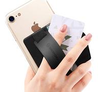 Sinjimoru - Supporto presa del telefono con linguetta, Portafoglio adesivo per carte d’identità/IC, utile supporto in pelle per telefono. Sinji Pouch B-Grip, Nero