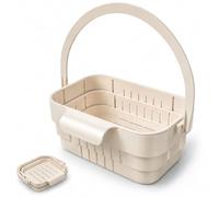 Sink Drain Basket, Foldable Hanging Kitchen Sink Drain Basket with Fast Flow Holes and Flip Cover for Fruits, Vegetables and Kitchen Scraps (Off White)