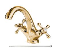 Sink Faucet, Brass Bathroom Mixer, Single Hole Tap, Double Handle Temperature Control, 60 cm Hot Cold Hose Included, 1-Pack, Lavatory Vanity Washing Room Use,Nesset With Double Handles