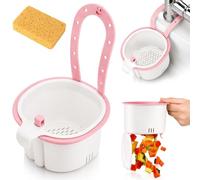 Sink Hanging Strainer Basket with Openable Bottom Cover, Sink Drain Strainer Self-Cleaning Faucet Hanging Filter Basket, Food Scraps, Fruit Rinsing, Sponge Storage & Kitchen Use (Pink)