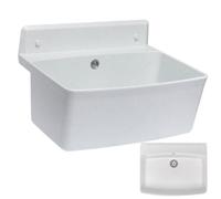 SINK Quality - Lavello profondo in plastica con sifone, per cantina, officina, garage, giardino, 55 x 42 x 33 cm, extra profondo, resistente al gelo, troppopieno e set di montaggio