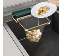 Sink Strainer Foldable Food Catcher for Kitchen Sink with,Rotatable Kitchen Sink Strainer with 300Pcs Filter Mesh Bags, Suction Cup Sink Strainer Rack Sink Filter Holder (Green300)