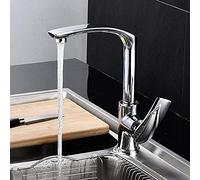 Sink Taps Kitchen Sink Faucets Brass Mixer Tap Single Handle Deck Mounted Hot & Cold Water Tap Rotating Polished Chrome Basin Faucet-Black(Blanc)