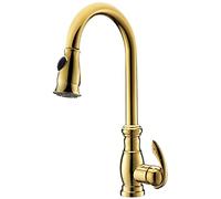Sink Taps Pull Down Kitchen Faucet 360° Rotation Flexible Kitchen Sink Faucet with Pull Out 2-Mode Sprayer Brass Deck Mounted Kitchen Hot and Cold Mixer Tap, Single Handle,Orb (Color : Brush