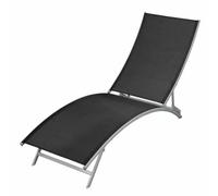 Sinkzol Sedia a sdraio in acciaio con rivestimento in textilene nero, schienale regolabile e poggiatesta, sdraio da giardino con ruote, per balcone, terrazza, piscina, campeggio, benessere
