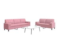 Sinkzol Set di 2 divani con cuscini e cuscini per il collo, colore rosa, in velluto, moderno, per soggiorno, ad angolo e letto, con vano portaoggetti, per camera degli ospiti e paesaggio
