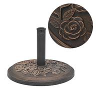 Sinkzol Supporto per ombrellone in resina, rotondo, color bronzo, 9 kg, con bulloni di chiusura e adattatori per tubi da 38 e 48 mm, resistente alle intemperie, per balcone, terrazza, giardino