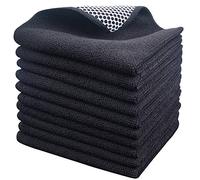 SINLAND Panno in microfibra per lavare i piatti, strofinacci per la pulizia della cucina, panni per la pulizia con lato in poliestere 30,5 x 30,5 cm, confezione da 10 pezzi, nero