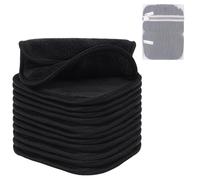 SINLAND Panno per la pulizia del viso in microfibra, 12 pezzi, morbido panno assorbente, lavabile, panni per il viso, colore nero, 15 x 15 cm