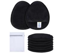 SINLAND Reusable Makeup Remover Pads For Face,Eye,Lips Microfiber Gentle Facial Cleansing Cloths for All Skin Types Friendly for Makeup Remover With Laundry Bag Black Pack of 6