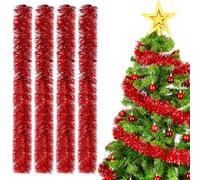 SinLaw Ghirlanda Albero di Natale, 4pcs Festoni Natalizi, Ghirlanda Orpelli Natalizia,3m Tinsel Albero di Natale, Ghirlanda Natalizia per Albero Natalizie Decorazioni Casa Interno Esterni