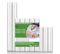 SinLaw Sacchetti per Sottovuoto, 10 Rotoli Sacchetti per Sottovuoto Alimenti 15/20/30x300 cm,Rotolo Sottovuoto Alimenti Per Macchina Sottovuoto e Cottura Sous Vide, Buste Sottovuoto Alimenti Senza BPA