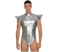 Sinleey Costume Aziendale Metallico Holografico Con Scintille Per Uomo Diventato Un Overall Spaziale Per Il Carnevale La Festa In Disco E La Notte In Club Argento L