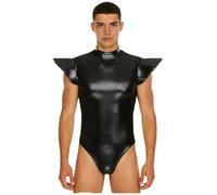 Sinleey Costume Aziendale Metallico Holografico Con Scintille Per Uomo Diventato Un Overall Spaziale Per Il Carnevale La Festa In Disco E La Notte In Club Nero 3XL