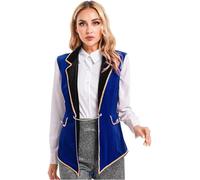 Sinleey Costume Da Direttore Del Circo Uniforme Da Direttrice Del Circo Gilet Senza Maniche Cappello Abbigliamento Per Halloween Carnevale Outfit Per Spettacoli E Feste Blu S