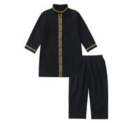 Sinleey Robe Araba Bambini Thobe Bambini Roba Musulmani Roba Araba Lislam Abito Arabo Vestiti Leid Attrezzature Il Tempo Libero Nero 12-13 anni
