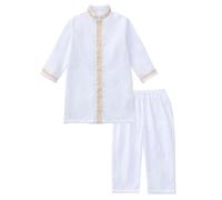 Sinleey Robe Araba Bambini Thobe Bambini Roba Musulmani Roba Araba Lislam Abito Arabo Vestiti Leid Attrezzature Il Tempo Libero Bianco 3-4 anni
