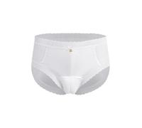 Sinleey Sissy Crossdresser Slip Blumenspitze Gaff Panty Brief Camel Toe Spitzenslips Transgender Intimo Shaping Culotte Bianco 3XL