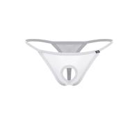 Sinleey Slip Tanga String Uomo Aperto Davanti con Borsa Il Pene Intimo Intimo Stimolante Micro Briefs Bianco M