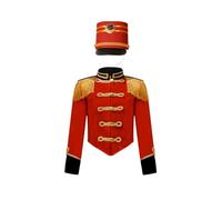Sinleey Unisex Abito Da Majorette Per Bambini Banda Musicale Marciante Completo Con Giacca Frack E Cappello Set Per Tamburini C Rosso 11-12 anni