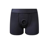 Sinleey Uomini Boxer Slip con Buco per Pene Intimo Mutande con Apertura Davanti Hipster Mutandine Nero M
