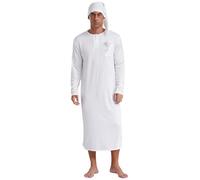 Sinleey Uomo Donna Pigiama con Cuffia Set Camicia da Notte A Maniche Lunghe con Taschino sul Petto E Bottoniera Costume da Sonnambulo Bianco M