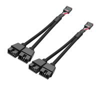 SinLoon 2 Pezzi Splitter per Scheda Madre USB 2.0 a 9 Pin Cavo USB 2.0 da 9 Pin Femmina a Doppio 9 Pin Maschio Cavo di Estensione Intrecciato in Nylon per Scheda Madre Interna del Computer PC (Nero)